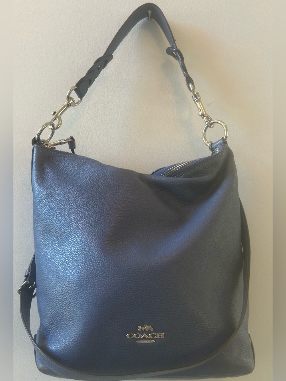 Coach F31507 Abby Duffle Pebble Leather Skylar Blue Purse Crossbody Shoulder Bag